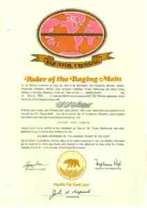 Certificate SS Mariposa Equator Crossing