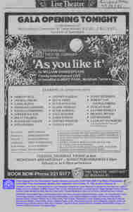 The Queensland Theatre Company presents As You Like It (1981)