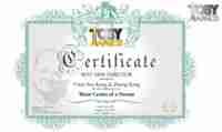 Toby Awards Certificate