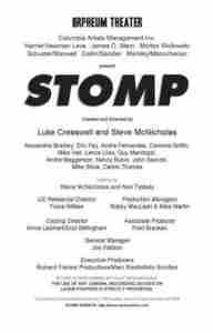 STOMP Off Broadway playbill billing