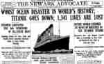 RMS Titanic Newspaper Front Page Fold Newark Advocate