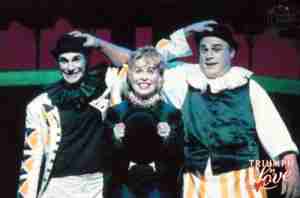 Triumph of Love Broadway Photo Roger Bart (Harlequin), Kevin Chamberlin (Dimas), Nancy Opel (Corine)