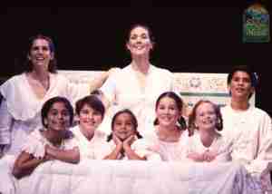 Sound of Music 1998 Broadway Photo Rebecca Luker and Kids in bed