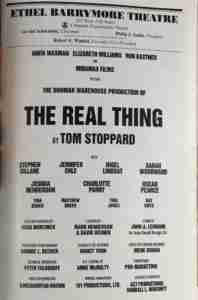 REAL THING 2000 Broadway playbill billing