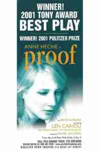 PROOF 2000 Broadway flyer Anne Heche and Len Cariou