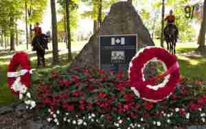 WTC 911 memorial Ottawa Memorial Plaque with Wreaths