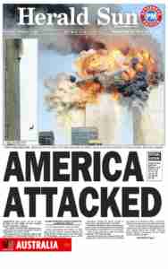 WTC 911 newspaper headline Australia Herald Sun