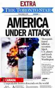 WTC 911 newspaper headline Canada Toronto Star