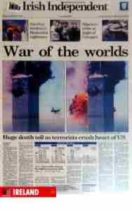 WTC 911 newspaper headline Ireland Irish Independant