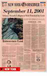 WTC 911 newspaper headline NY Observer
