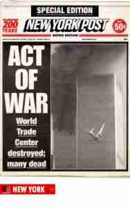 WTC 911 newspaper headline NY Post 2