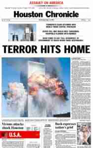 WTC 911 newspaper headline USA Houston Chronicle