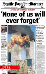 WTC 911 newspaper headline USA Seattle Post Intelligencer