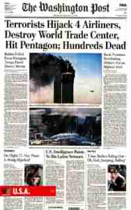 WTC 911 newspaper headline USA Washington Post