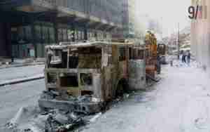 WTC 911 photo City Firetruck Damage outside my Office
