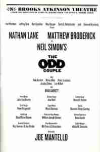 Odd Couple 2005 Broadway playbill billing