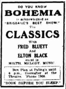 Brisbane Theatre History Bohemia Ad