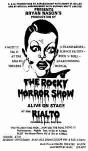 Brisbane Theatre History Rialto Rocky Horror Show advertisment