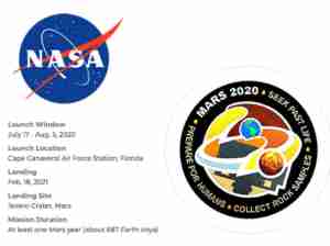 Mars Rover 2020 Mission Details