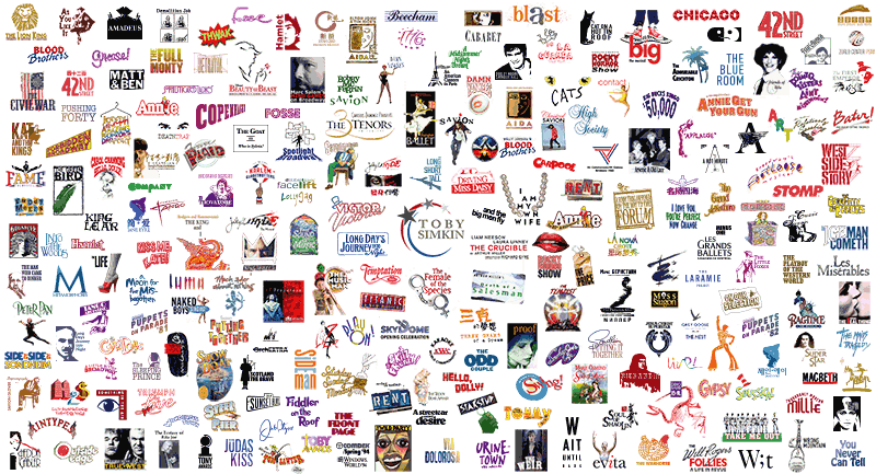Toby Simkin portfolio logos since 1978. Happy World Theatre Day 2022
