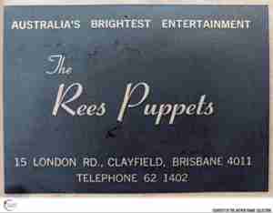 PUPPET PEOPLE REES PUPPETS 1974 Plaque