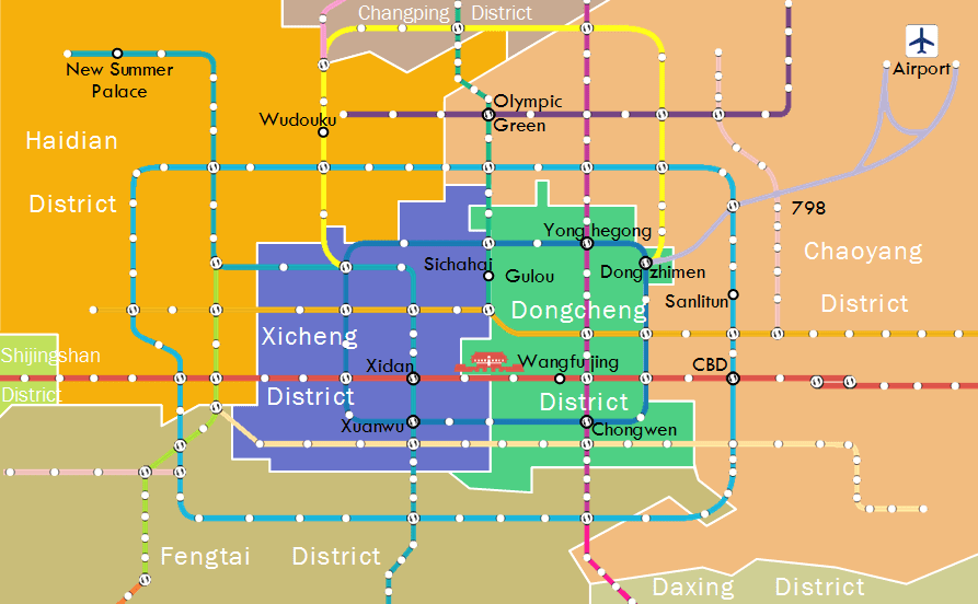 Beijing Districts Subway Map English