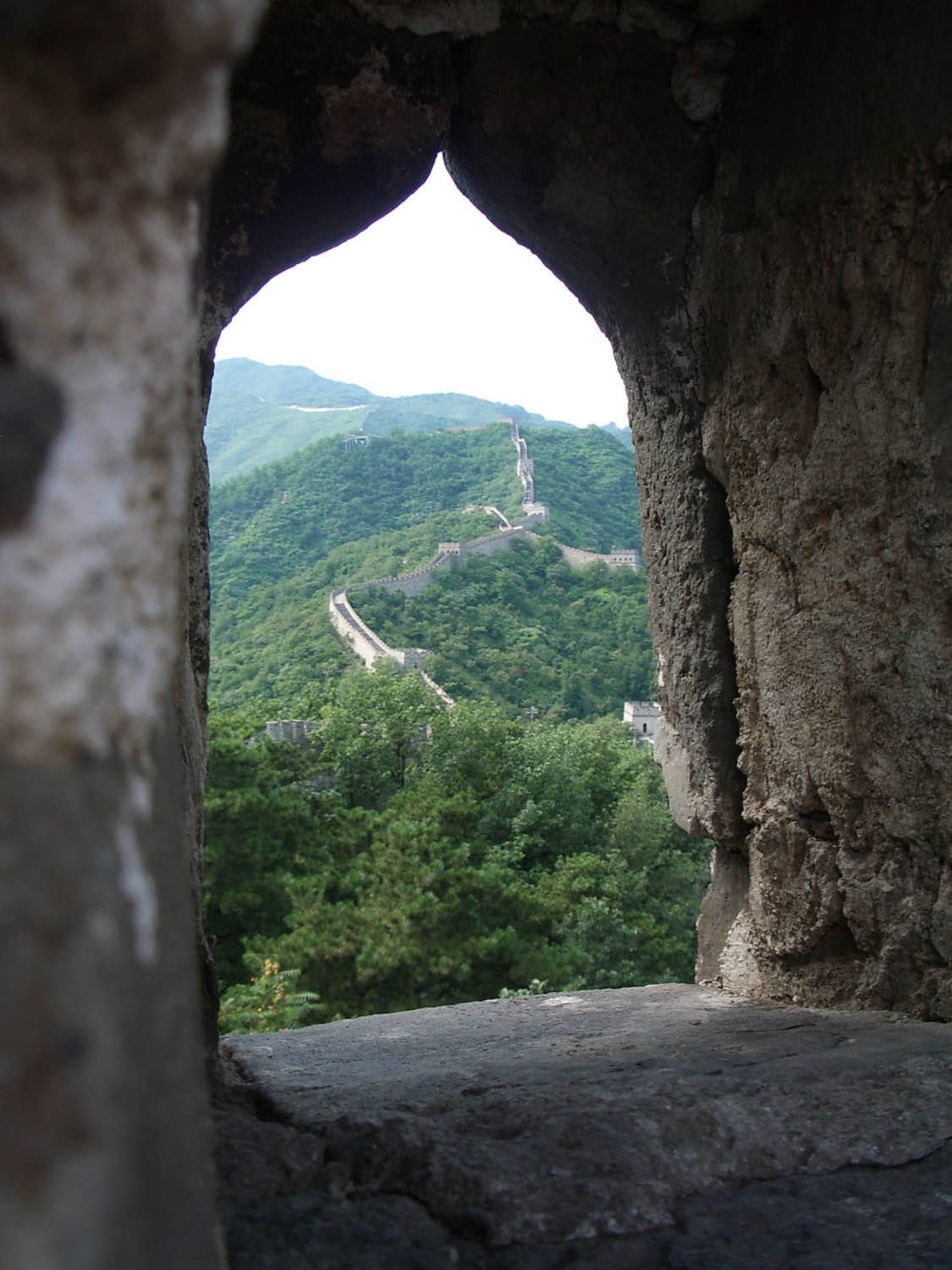 Great Wall at Mutianyu archway view snaking up mountain