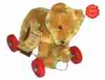 Hermann Teddy Bear on Wheels c. 1996 7 inch Golden color from Giengen Germany