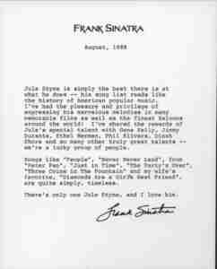 Jule Styne Archive Sinatra letter 88