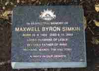 Max Simkin Plaque at Melbourne Springvale Cemetery Family Tree