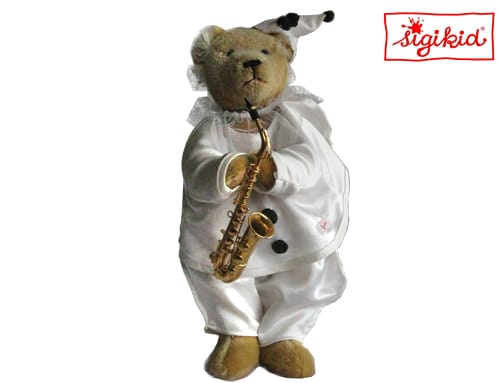 Sigikid Tommy with Saxophone c. 1998 14 inch Gold color from New York City NY USA